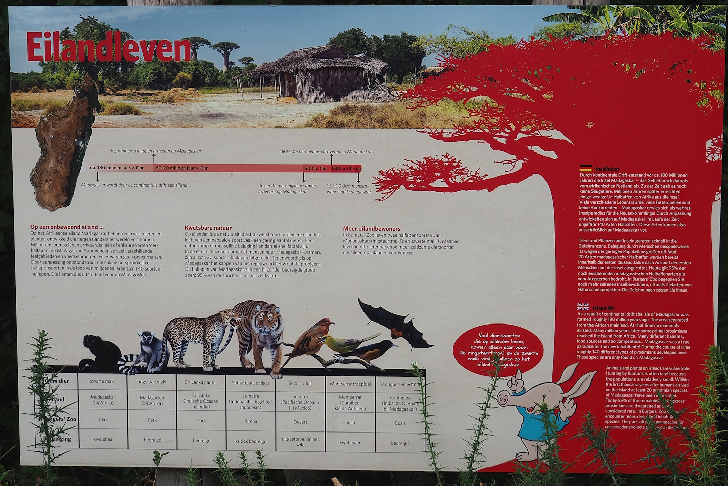 Island species signage, with mention of island species kept at Burgers' Zoo 2023-10-07