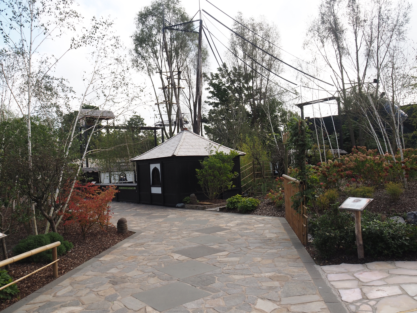Islands of the Rising Sun - Hokkaido - View towards Red-crowned crane exhibit and Siamang structures, 2024-09-17