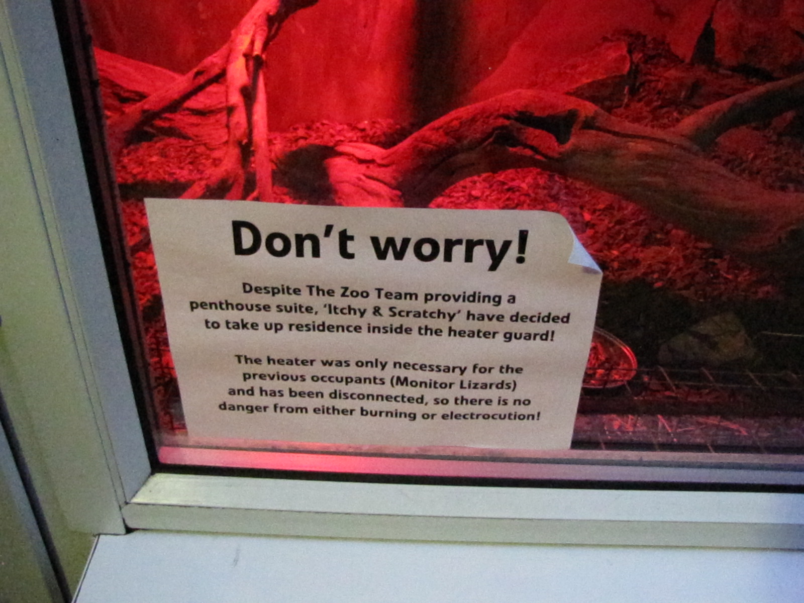 Itchy and Scratchy Monitor Lizard sign