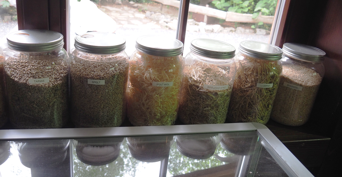 Jars with feedstuffs and other materials used at zoos, 2022-05-17