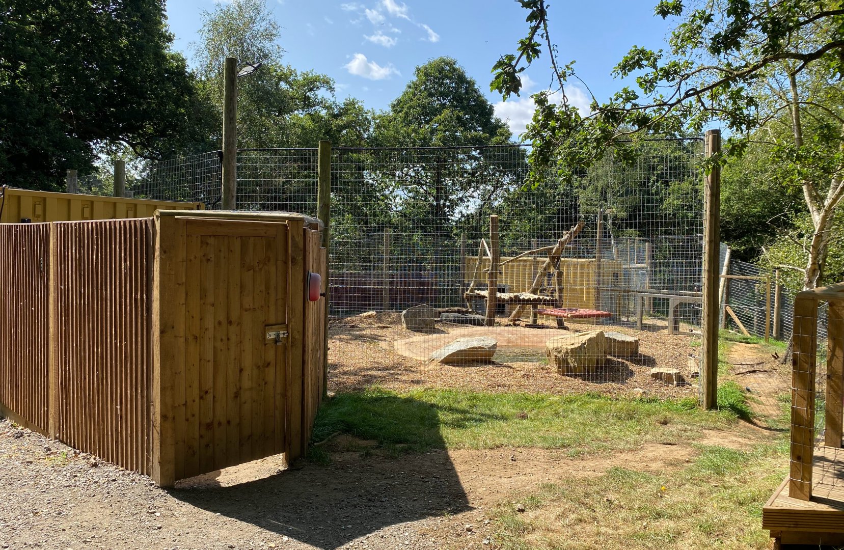 Jimmy's farm, brown bear enclosure, house and house enclosure