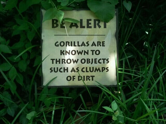 June 2012-Be Alert Sign at Gorilla World