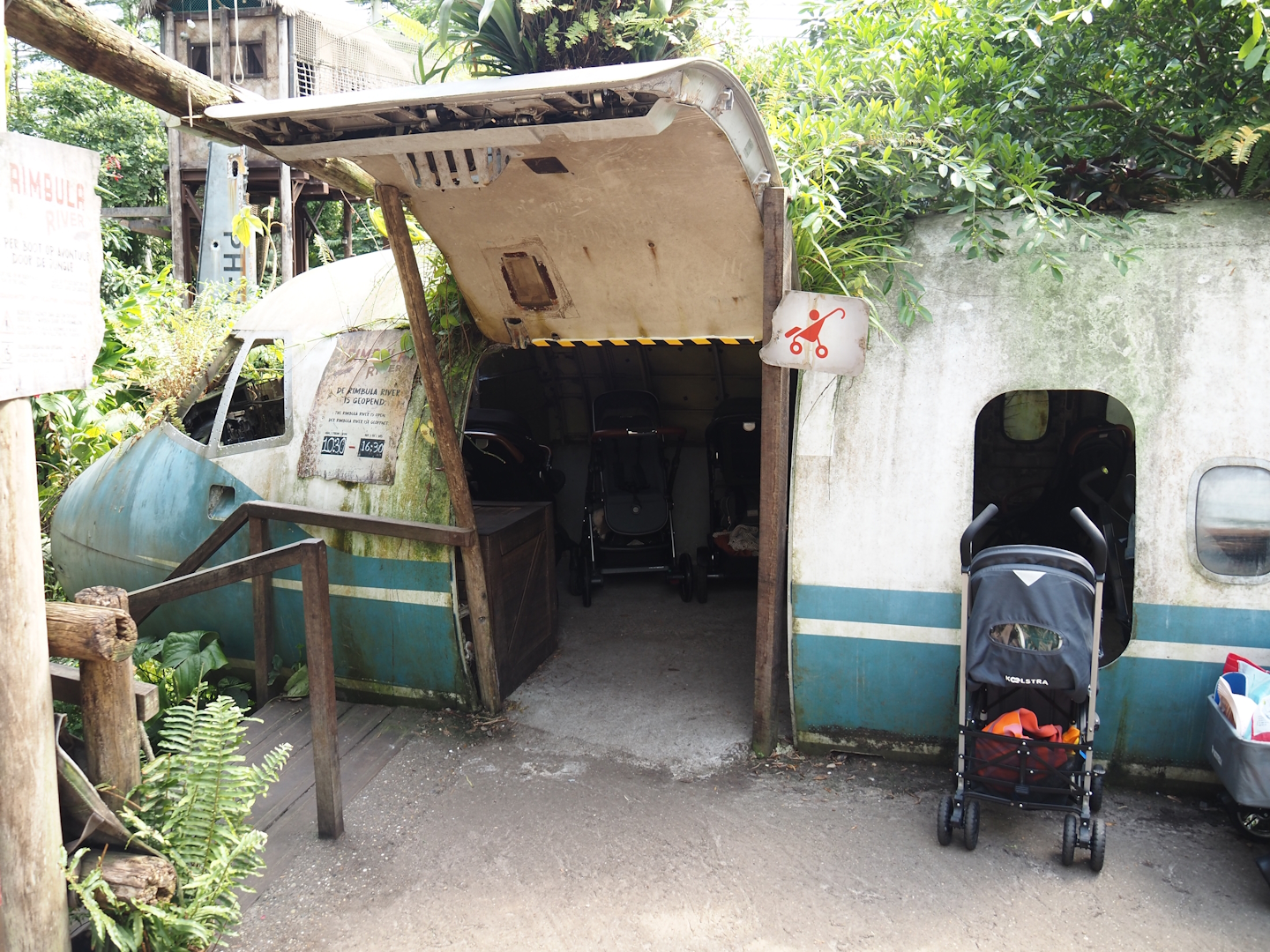 Jungola - Rimbula greenhouse - Jungle Jim's plane fuselage used a buggy parking for Rimbula River boat ride, 2024-06-23