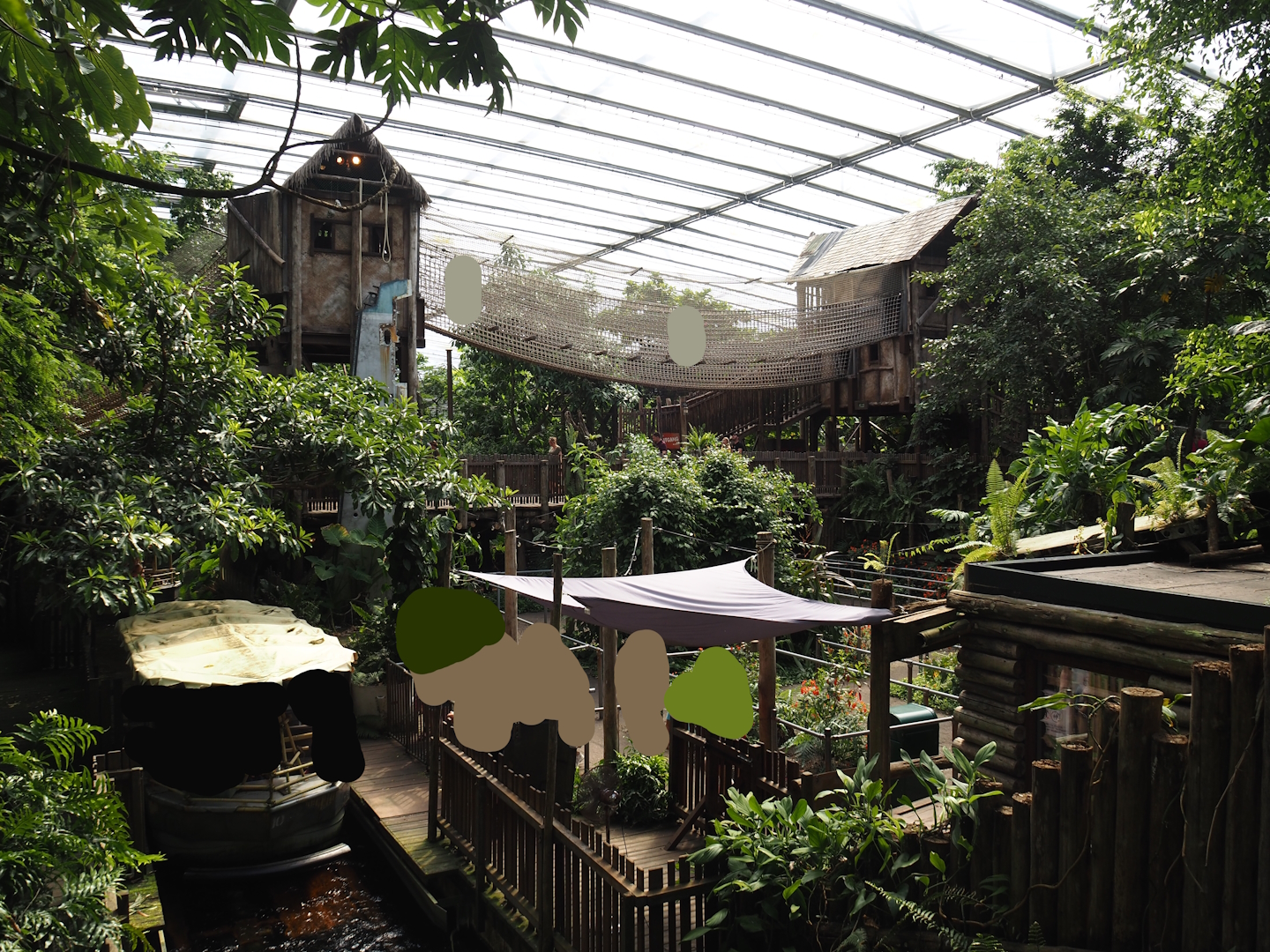 Jungola - Rimbula greenhouse - Rimbula River boat ride dock and queu and Jungle Trail structures, 2024-06-23