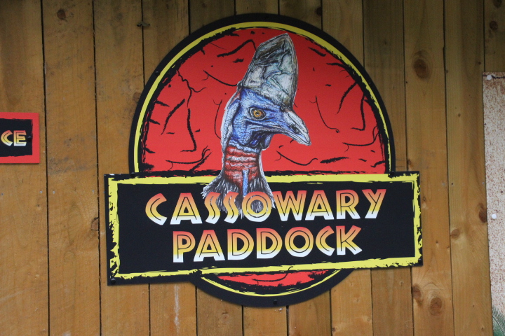 Jurassic Park Themed Signage Outside Cassowary Enclosure at Dudley Zoo & Castle