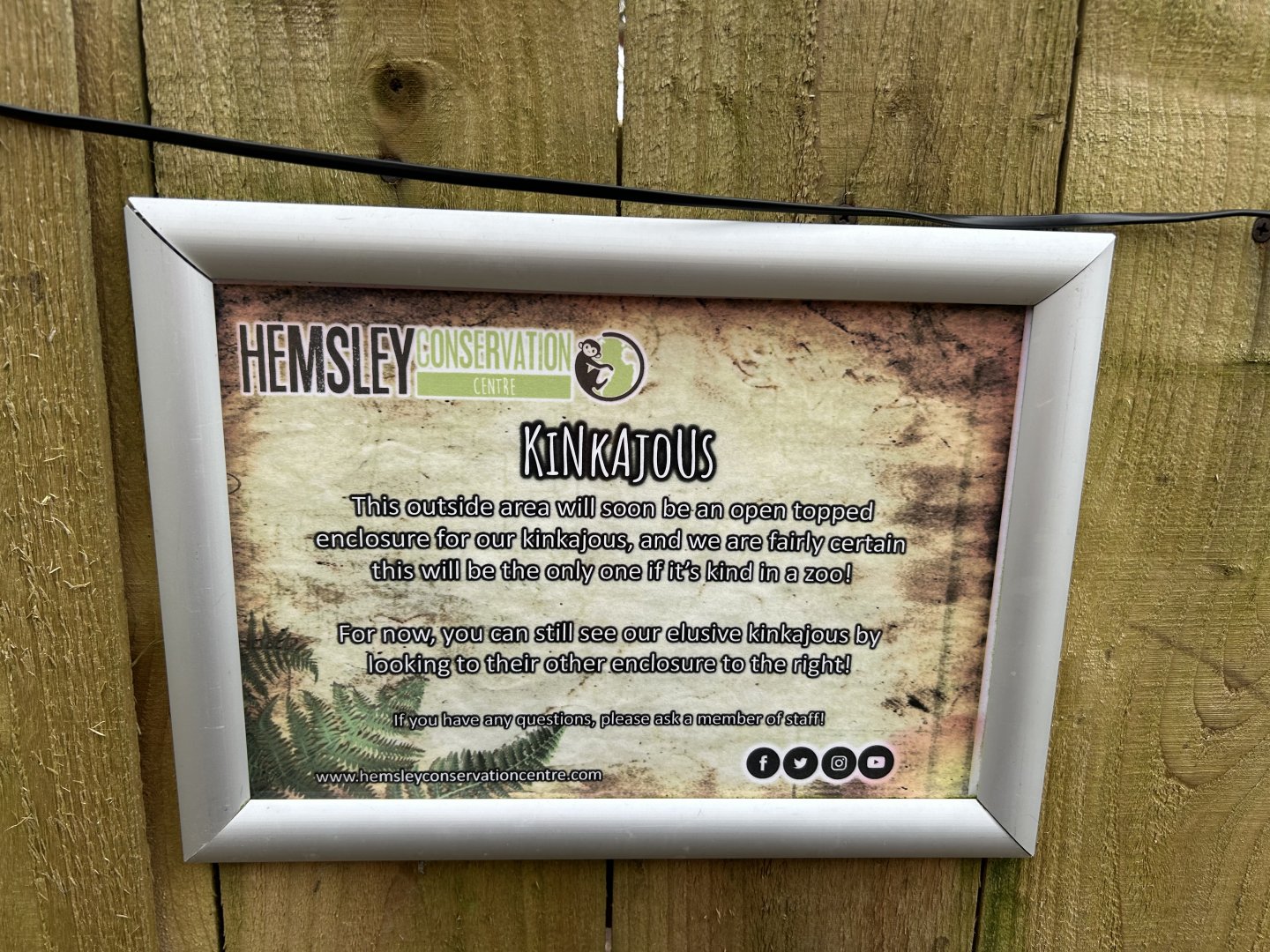 Kinkajou Enclosure Sign