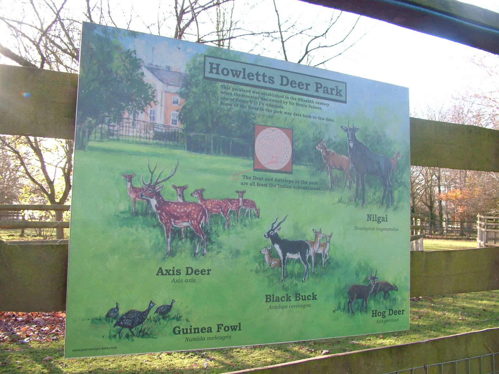 Label for the Deer and Antelope Park at Howletts 26/11/09
