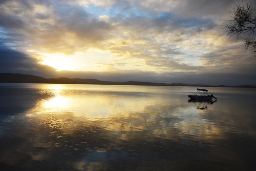 Lake view at sunset.