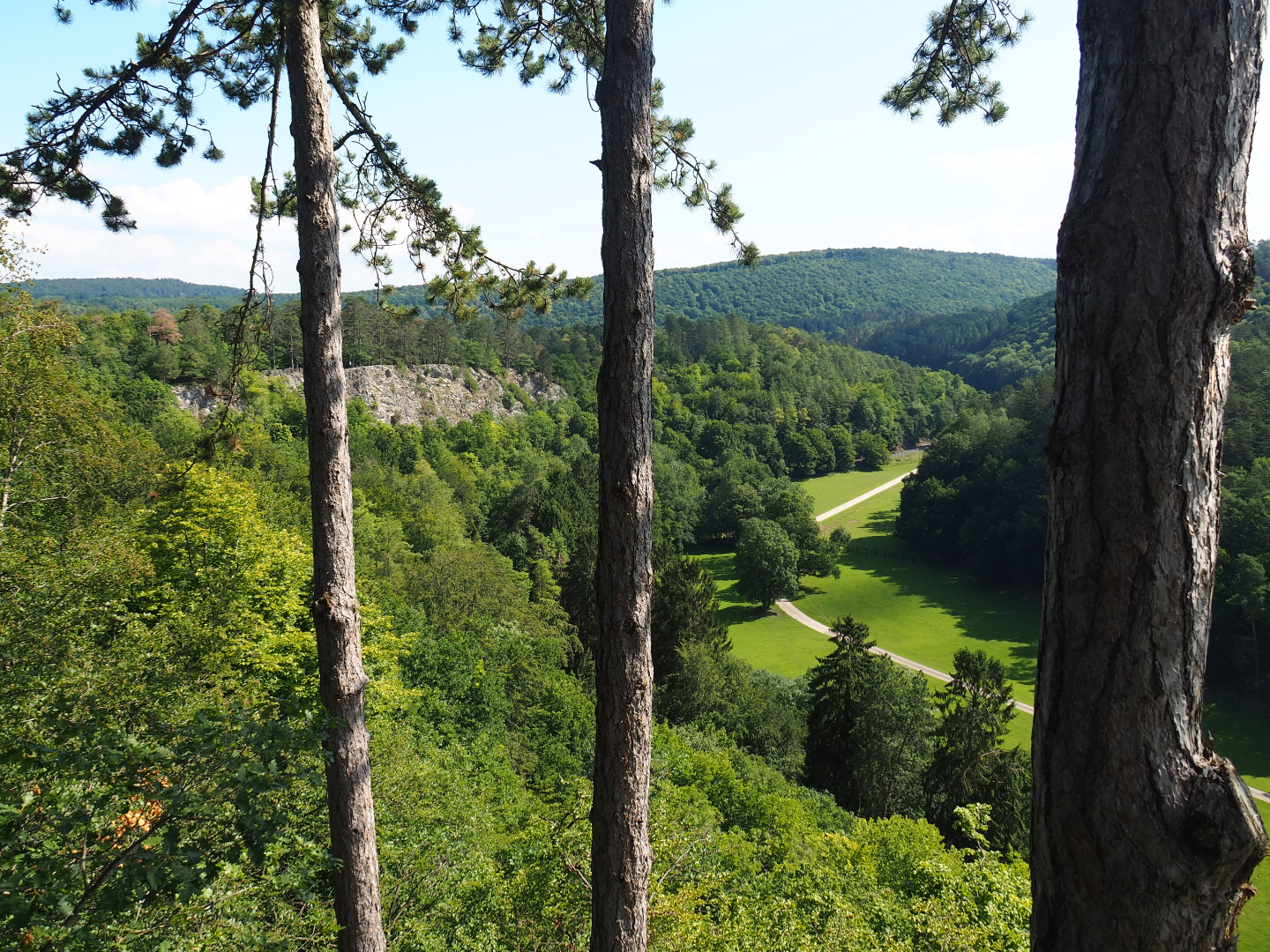 Landscape view of Lesse valley and lower part of the wildlife park, 2020-07-12