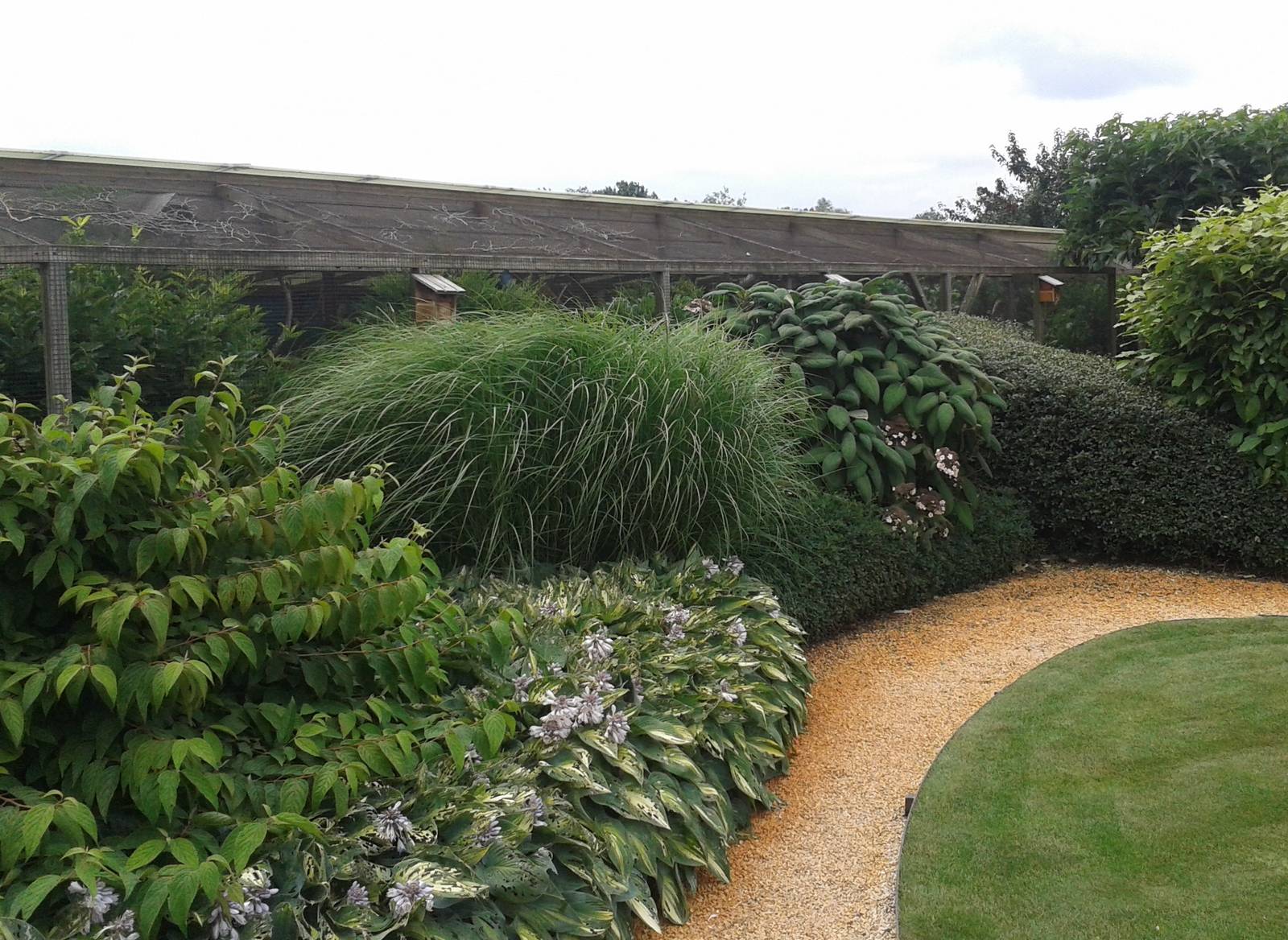 Landscaping in front of aviaries