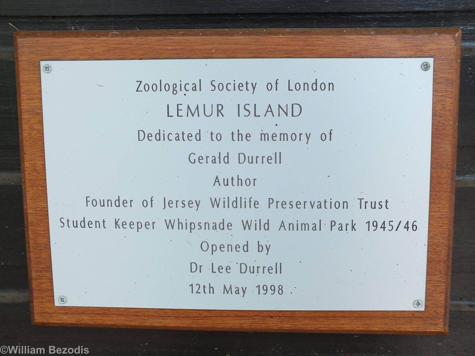 Lemur Island Plaque Dedicated to the Memory of Gerald Durrell