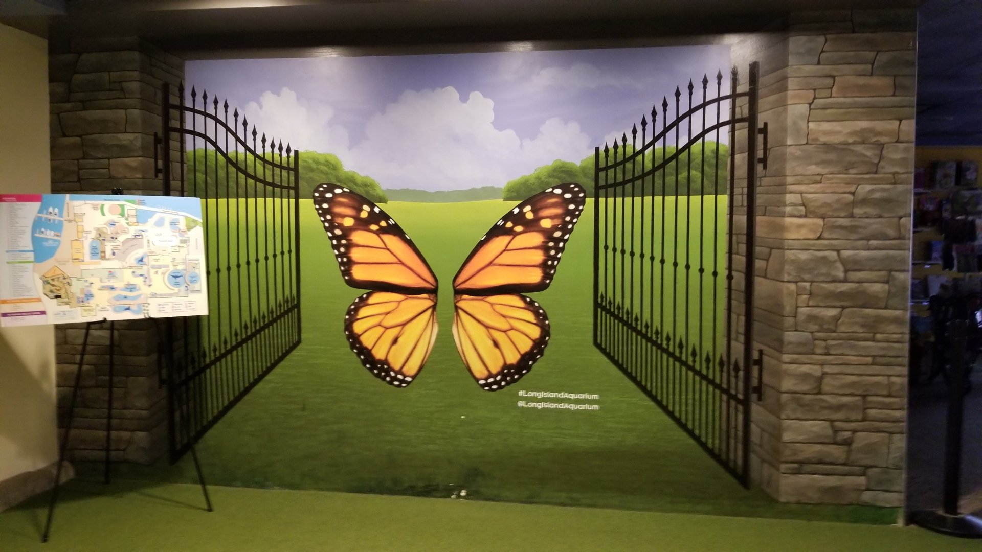 LI Aquarium, Butterfly exhibit - selfie wall