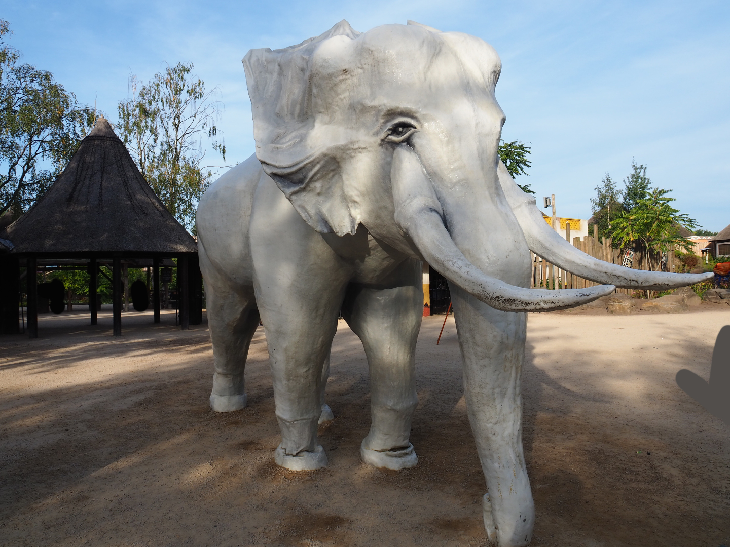 Life-sized white African elephant statue, 2019-09-15