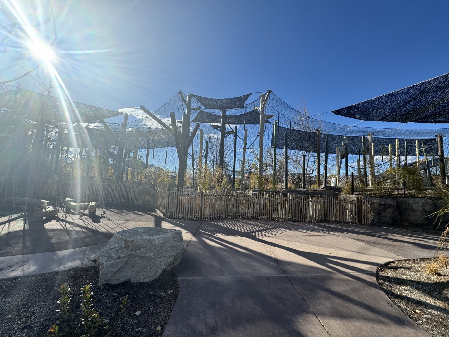 Long rotating exhibit next to children’s ropes area