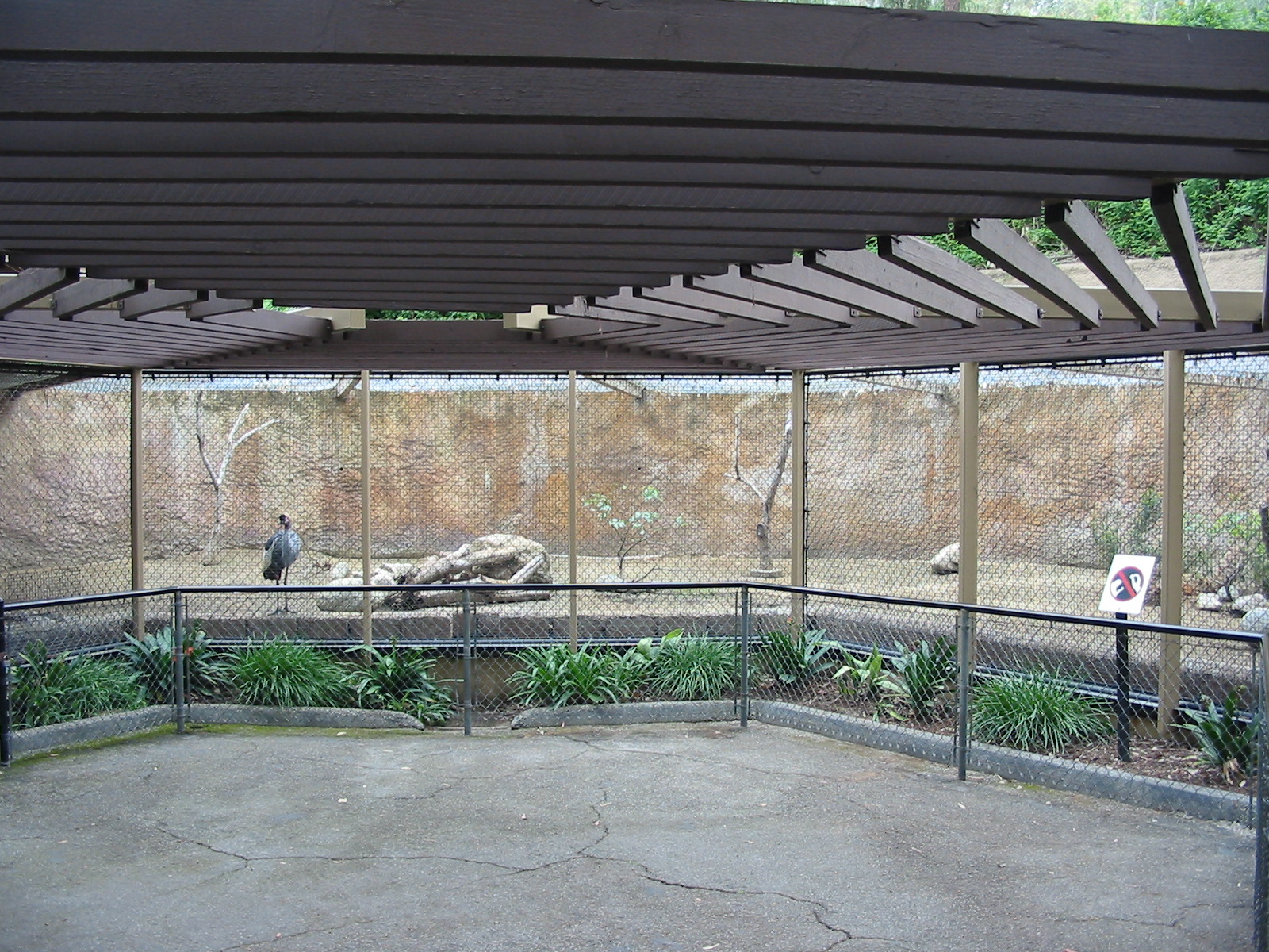 Los Angeles Zoo 2003 - Crowned Crane enclosure in one of the old round hous