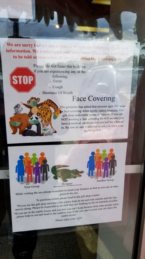 Luray Zoo - Covid posters in door