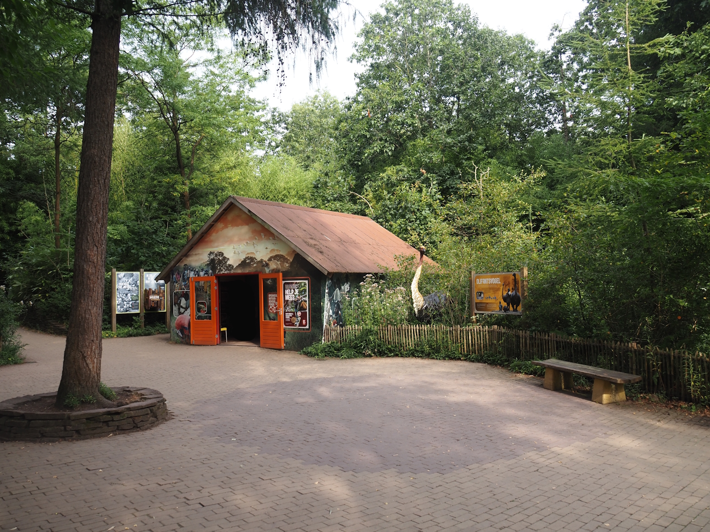 Madagascar lemur walk-through area - Education building and Aepyornis model, 2024-08-18