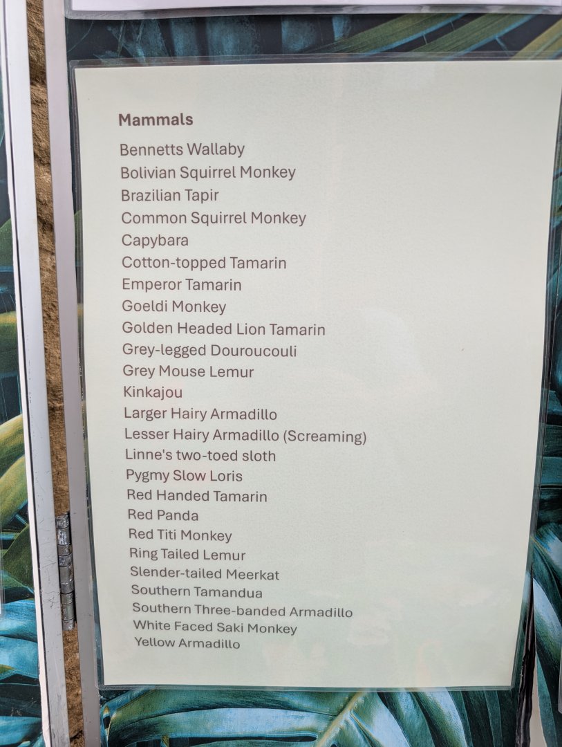 Mammal Species List