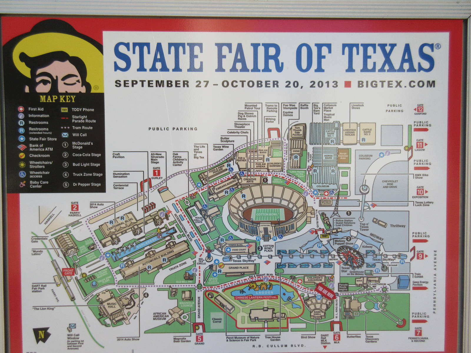 Map of Fair Park (where the Children's Aquarium + Texas Discovery Gardens a