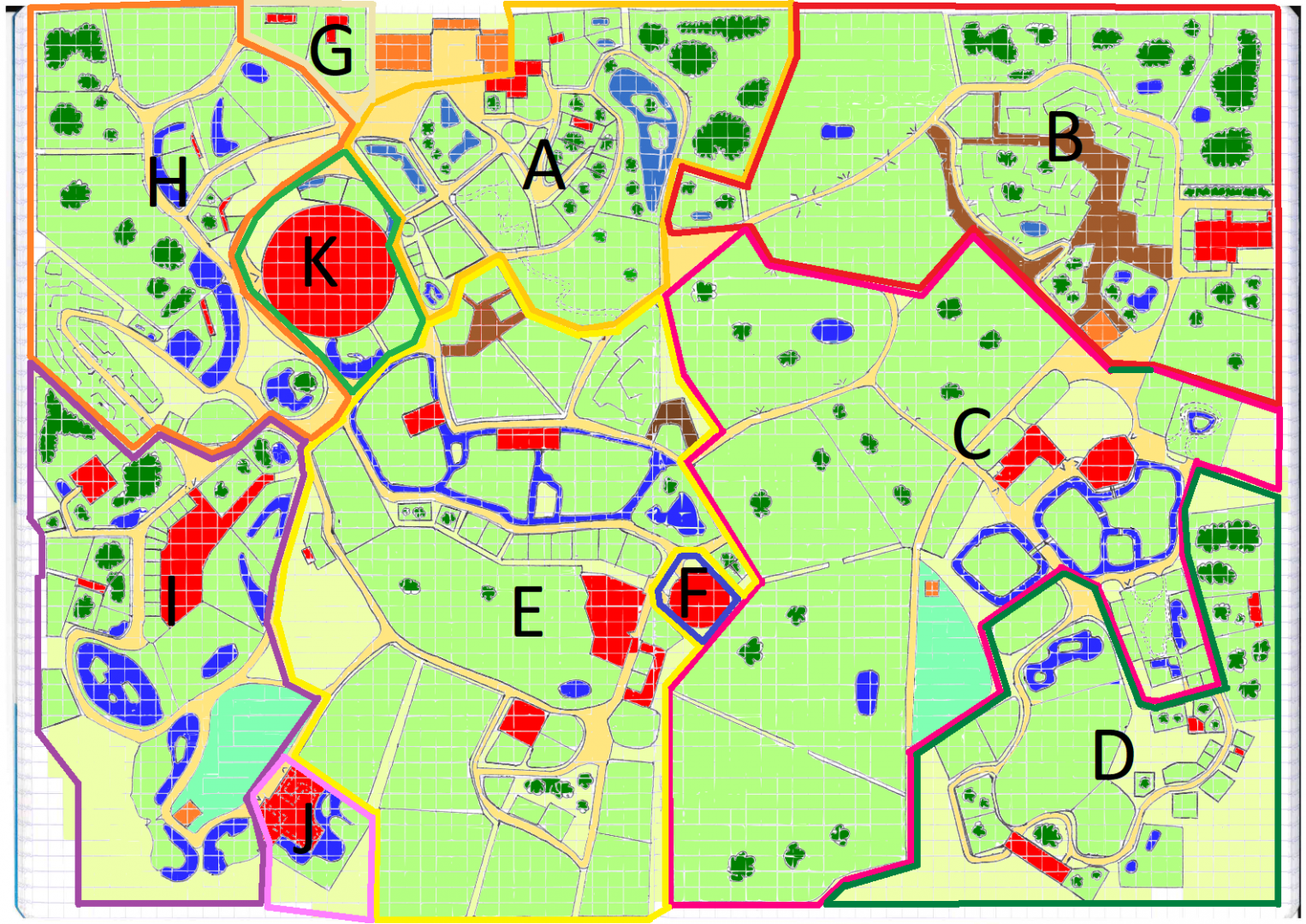 Map of my fantasy zoo - with geographical zones