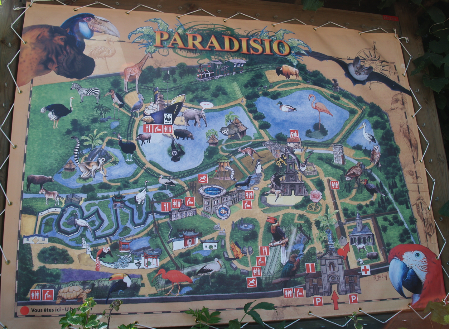 Map of Parc Paradisio (now renamed to Pairi Daiza) in 2007, for comparison