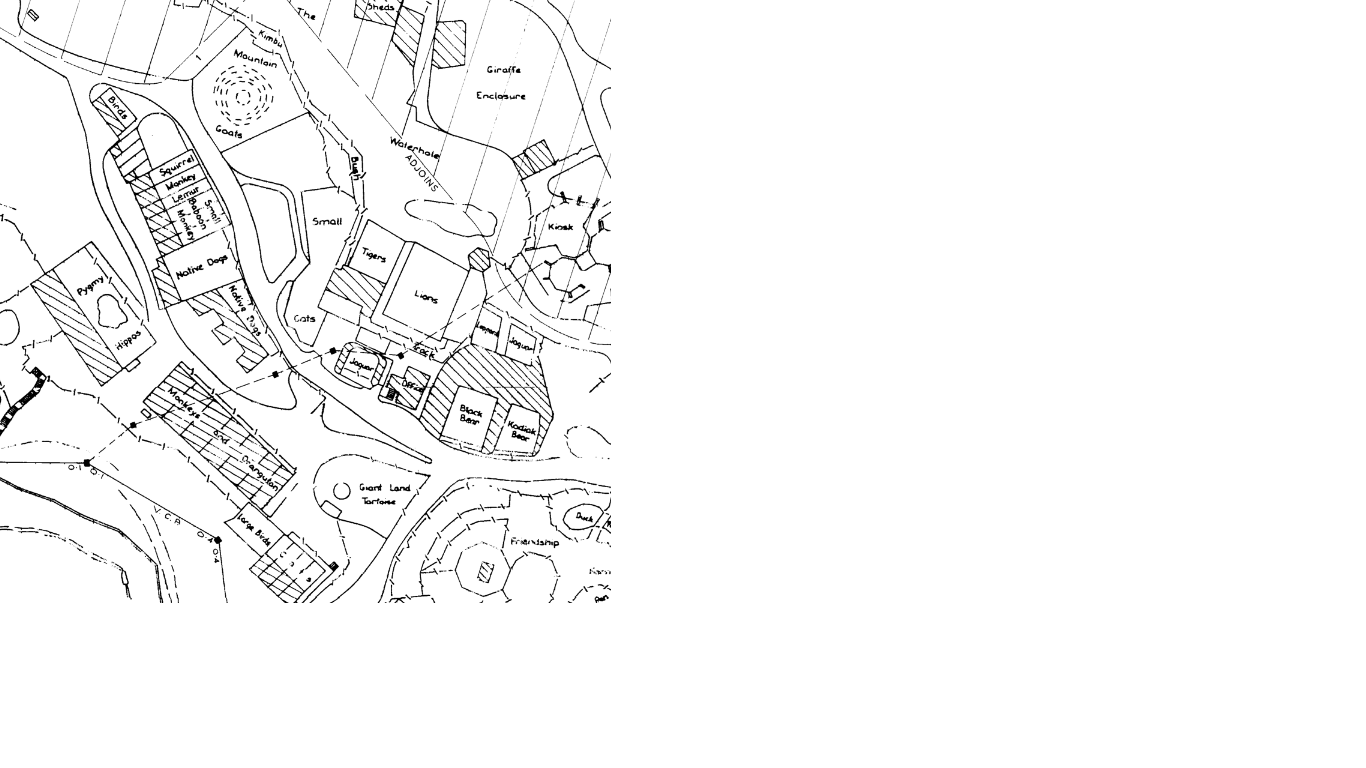 Map of South-West corner of Taronga Zoo sometime in 1970s  (a diagram from Water Board)