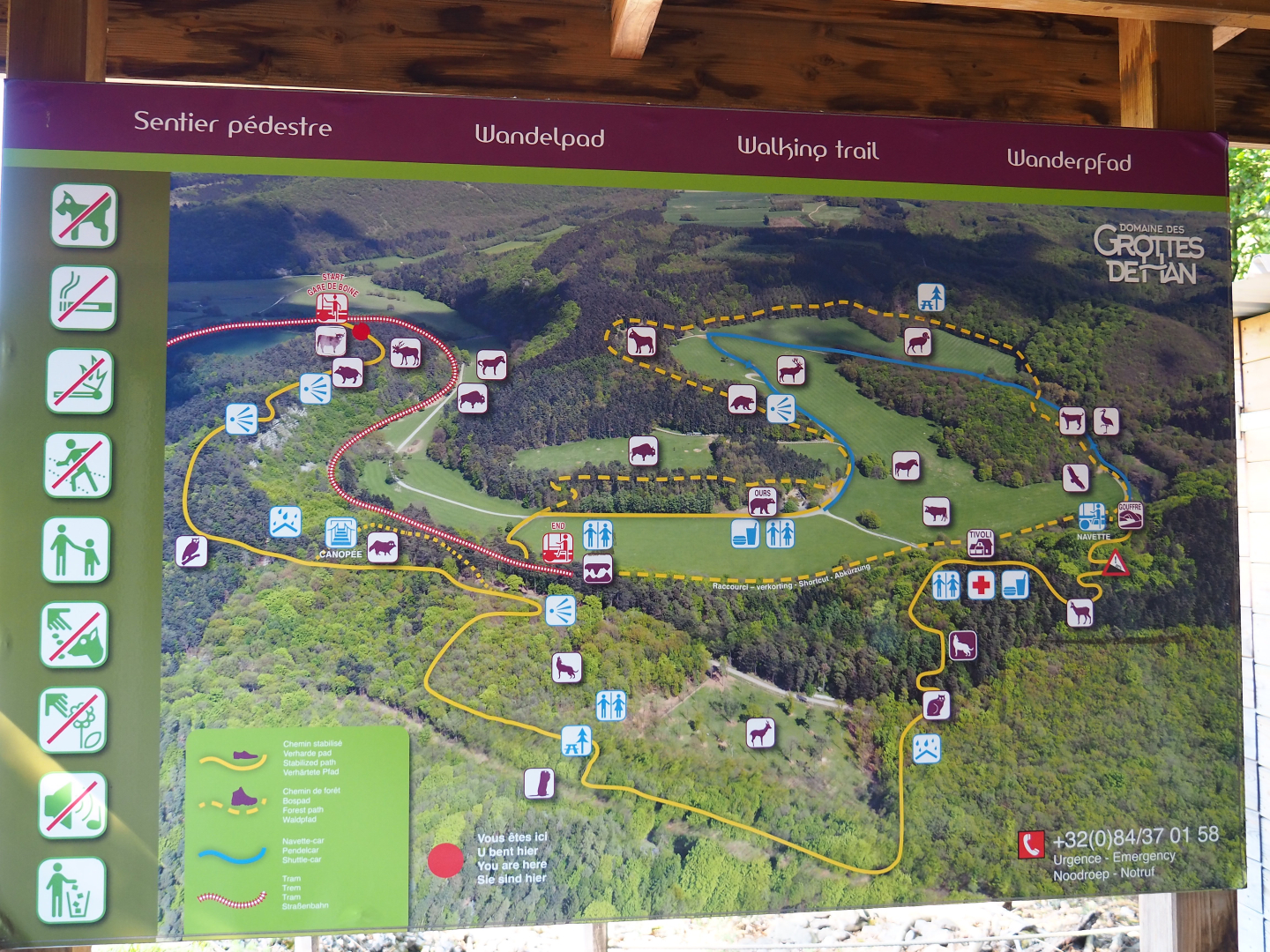 Map of the Domain of the Caves of Han Wildlife Park, 2020-07-12