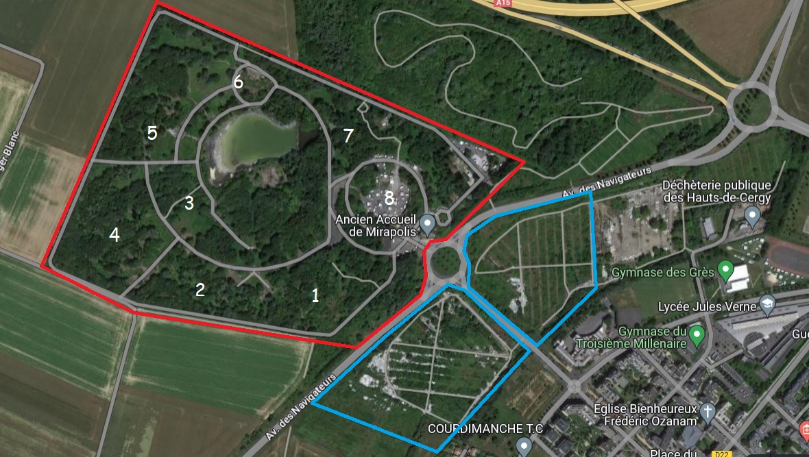 Map of the former amusement park Mirapolis