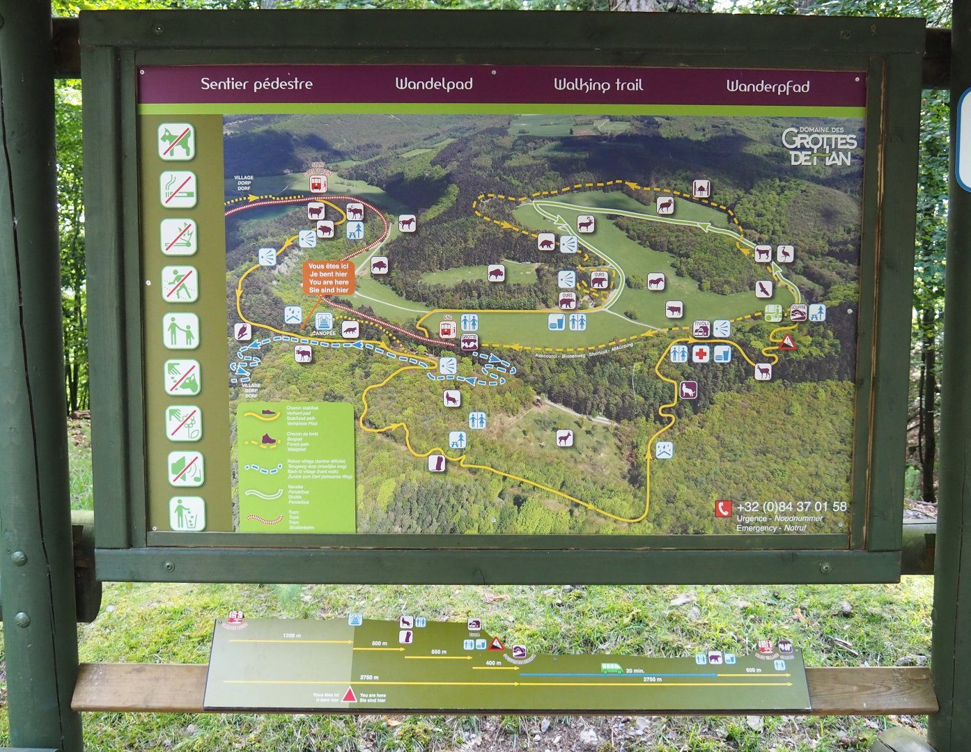 Map of the wildlife park with trail distance and elevation indicator below, 2021-08-15