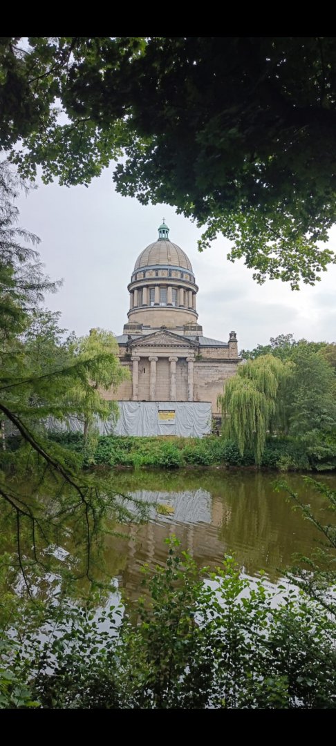 Mausoleum overlooking lake