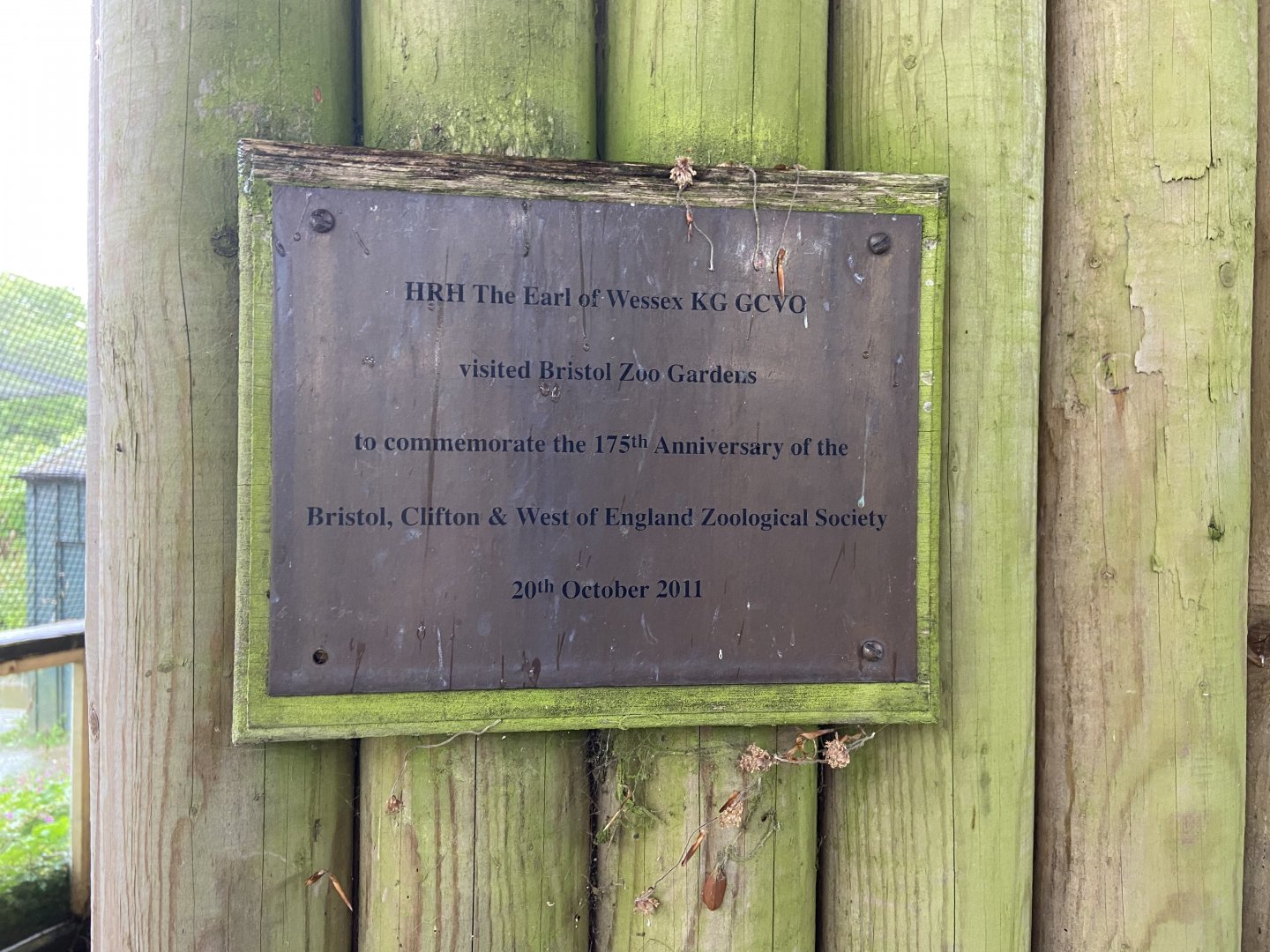 May 16th 2022 - historical plaque located near sloth exhibit at Bristol Zoo