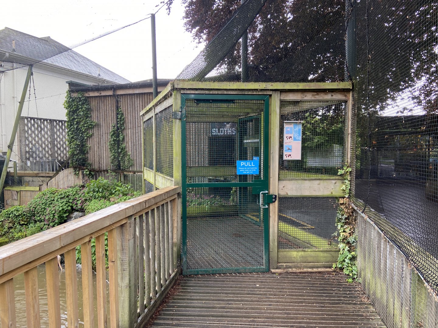 May 16th 2022 - visitor exit within Greater Flamingo walkthrough aviary at Bristol Zoo