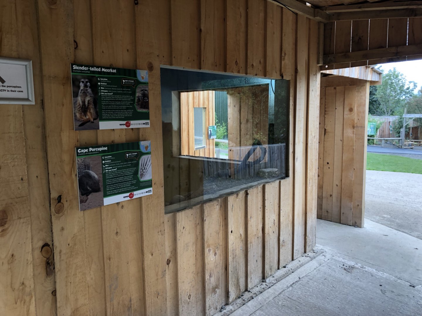 Meerkat/Porcupine Indoor Viewing Area at Northumberland Country Zoo (September 2021)