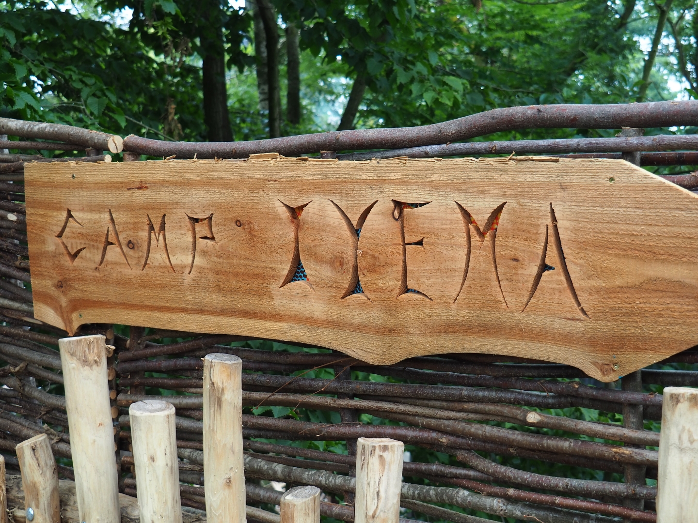 Member's preview of the new bonobo house - Camp Iyema sign, 2019-06-26