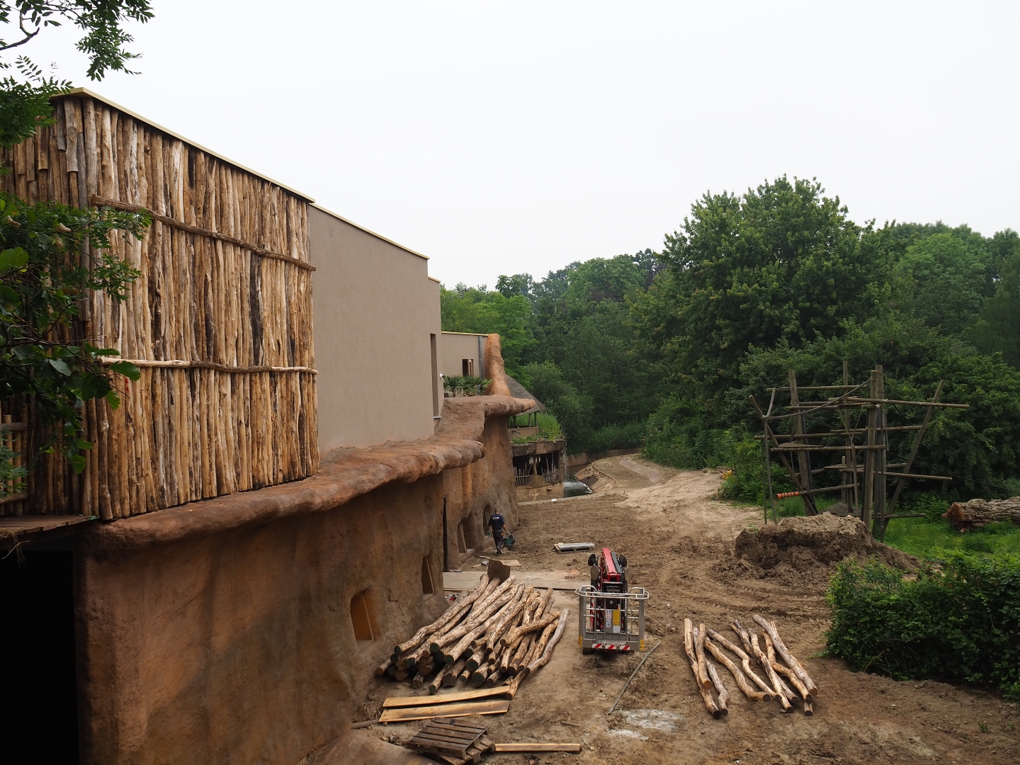 Members' preview of the new bonobo house - View of the island and the building, 2019-06-26
