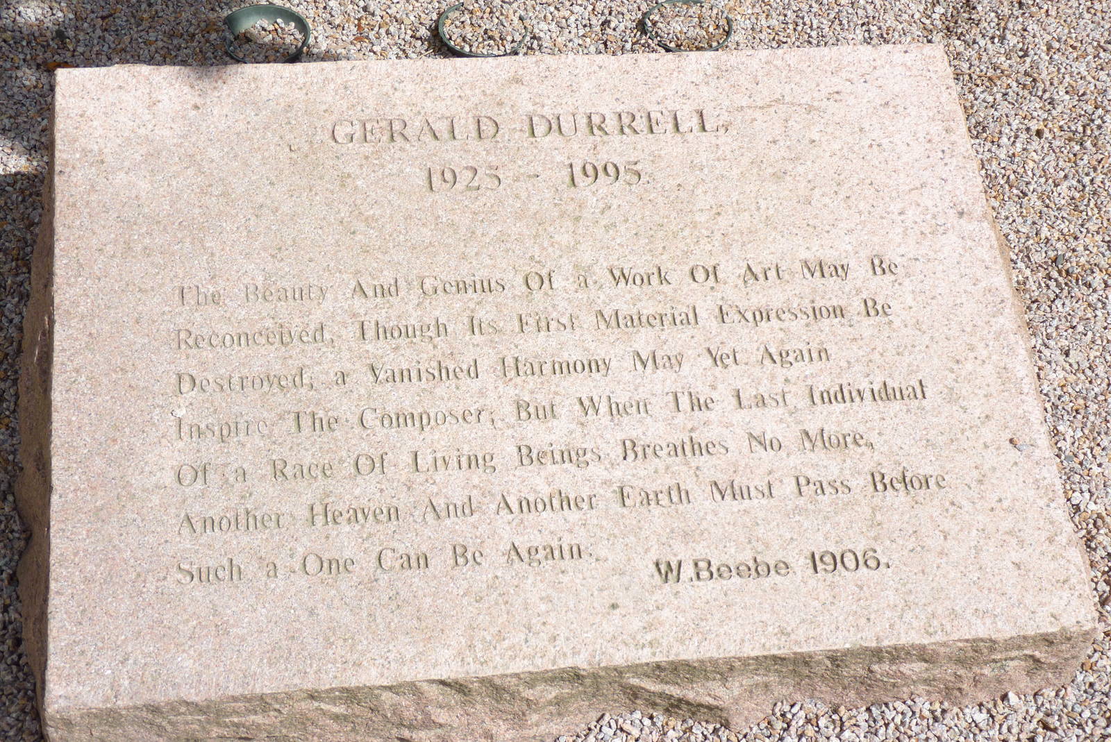 Memorial to Gerald Durrell, April 2013