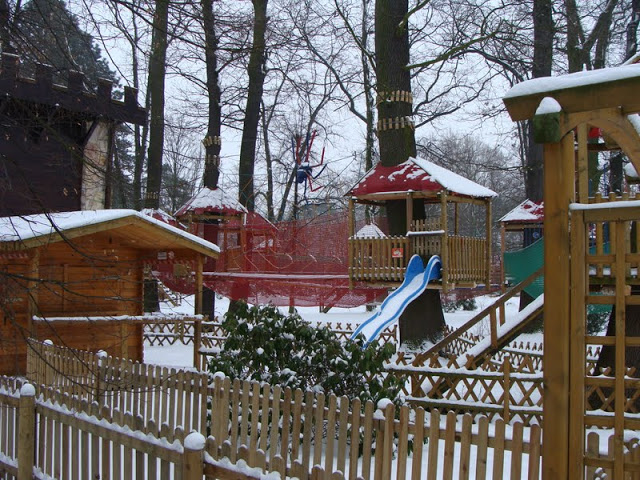 Mini rope park on the area zoo