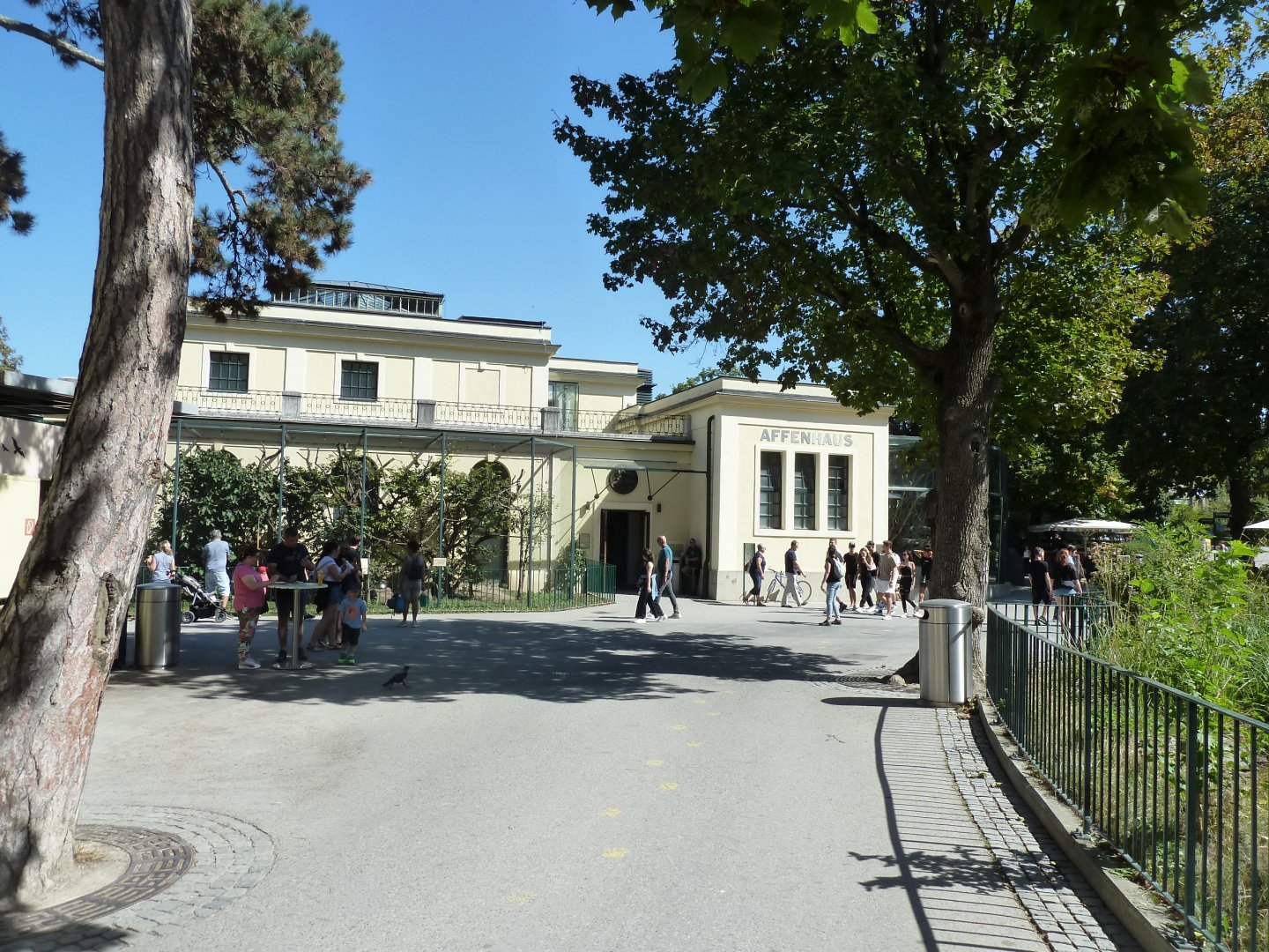 Monkey House - Entrance and bolivian squirrel monkey outside enclosure