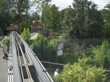 monorail track and tiger exhibit