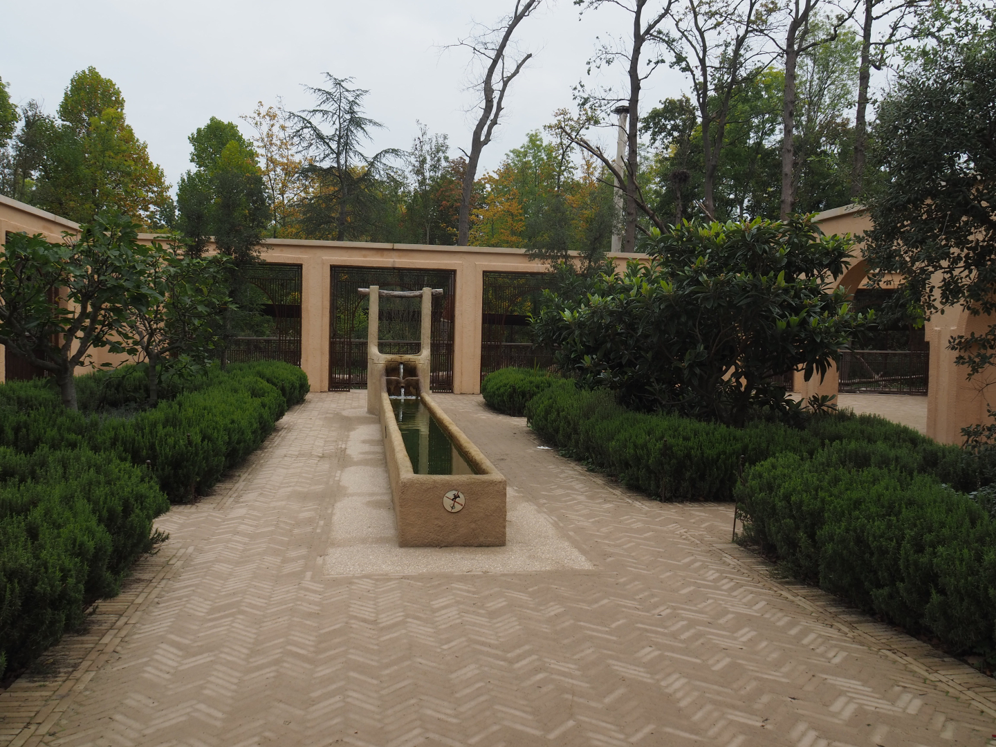 Moroccan gardens and pavilion with Barbary macaque viewing areas, 2020-10-19