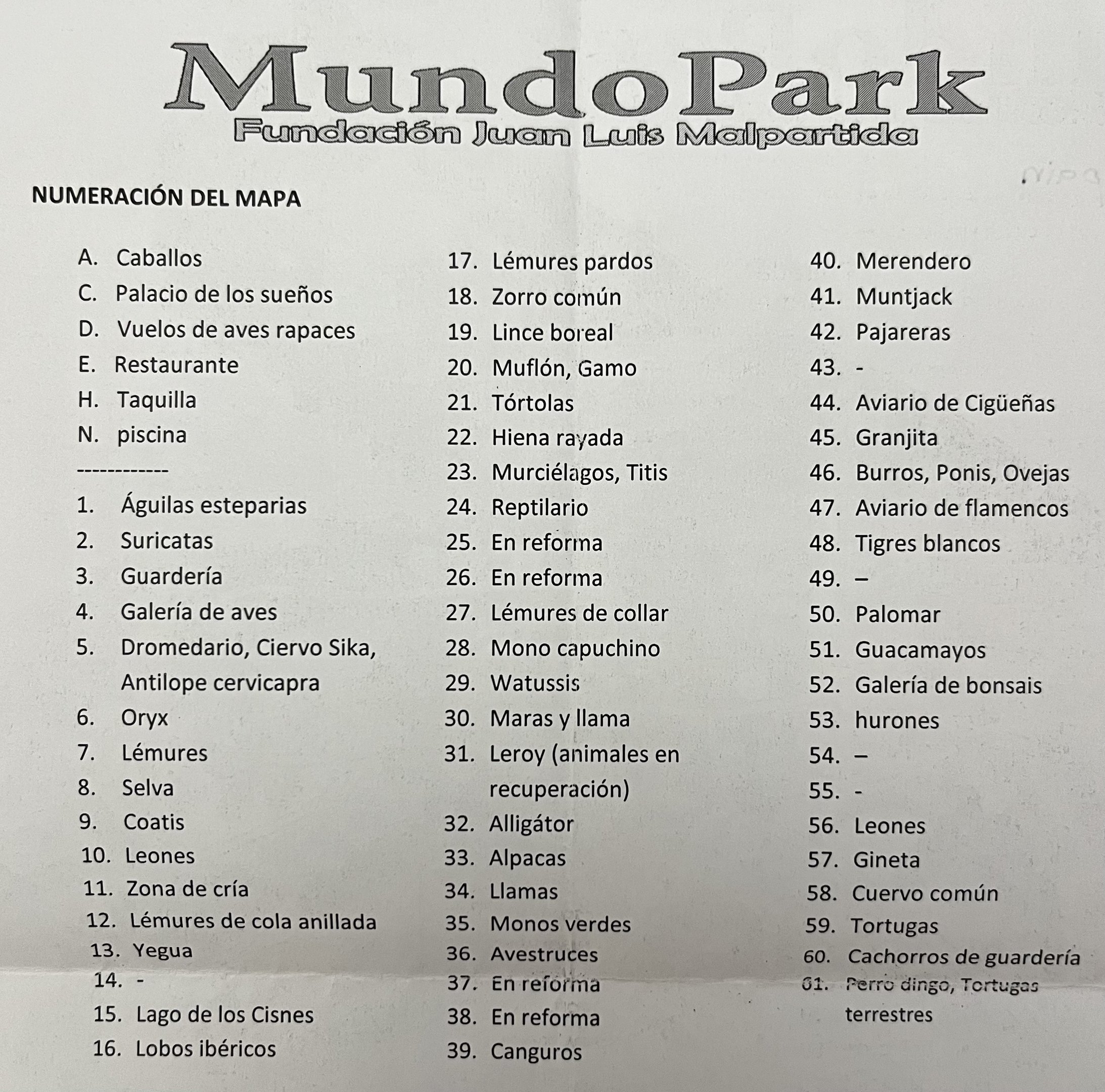 Mundo Park Species List - 2018