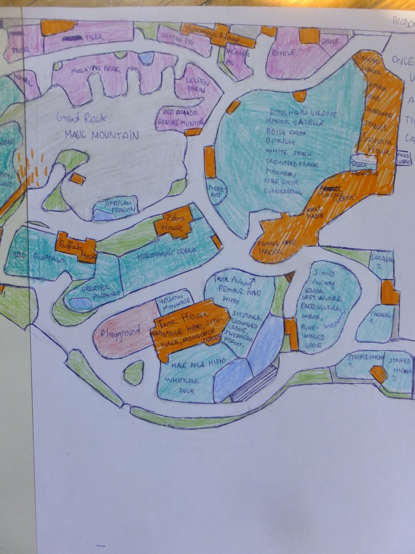 My Budapest Zoo Masterplan Map 3. (Great Rock and its surroundings, Asian carnivores, Venomous House, Savanna House, Ethiopian exhibit complex)
