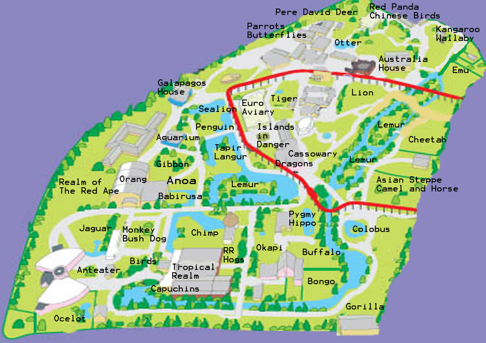 My Chester Zoo Plan - East Zoo