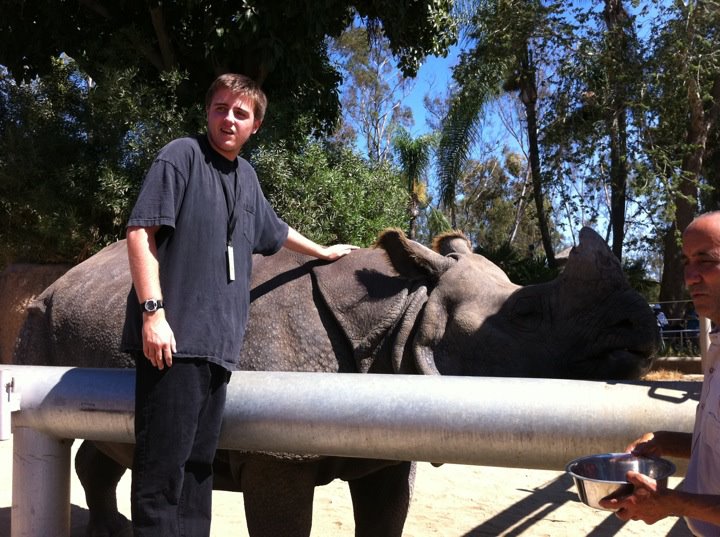 Myself petting indian rhino