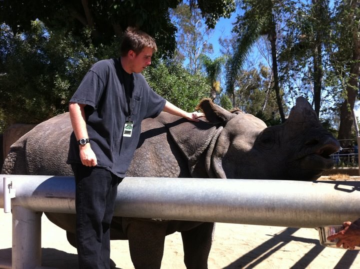Myself petting indian rhino