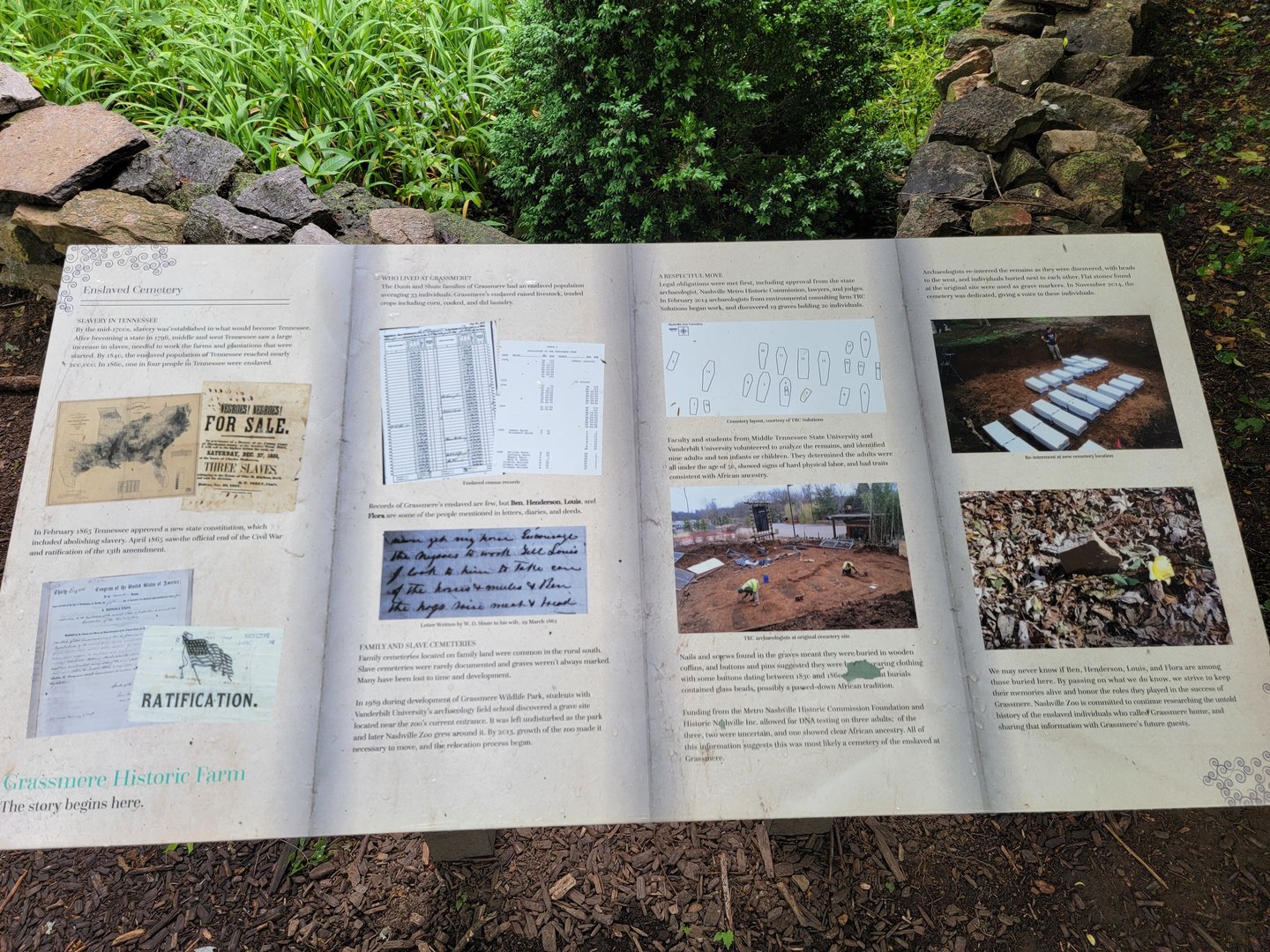 Nashville Zoo 5/22 - Grassmere Plantation, slave cemetary info