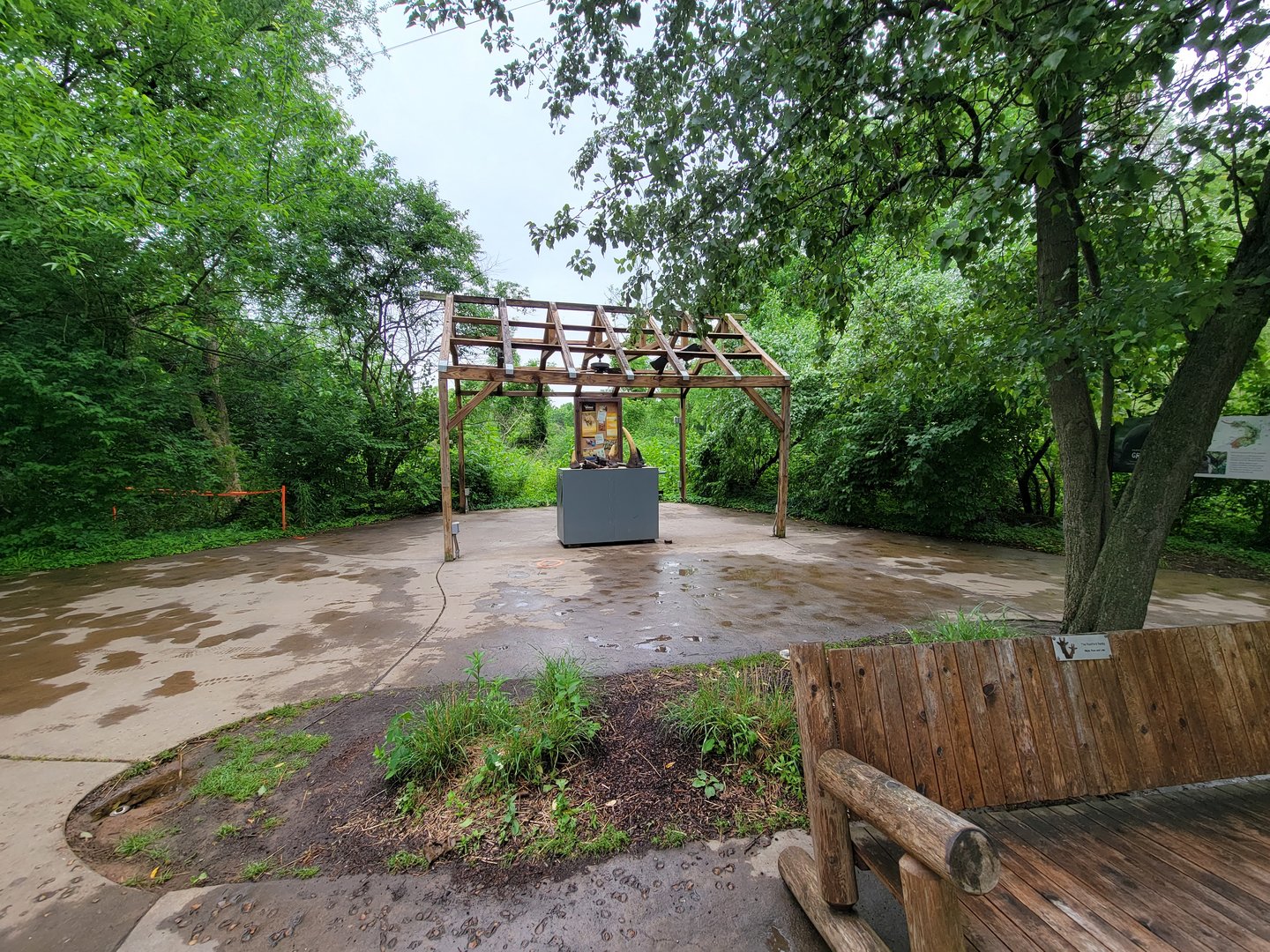Nashville Zoo 5/22 - White rhino info area, horns to touch