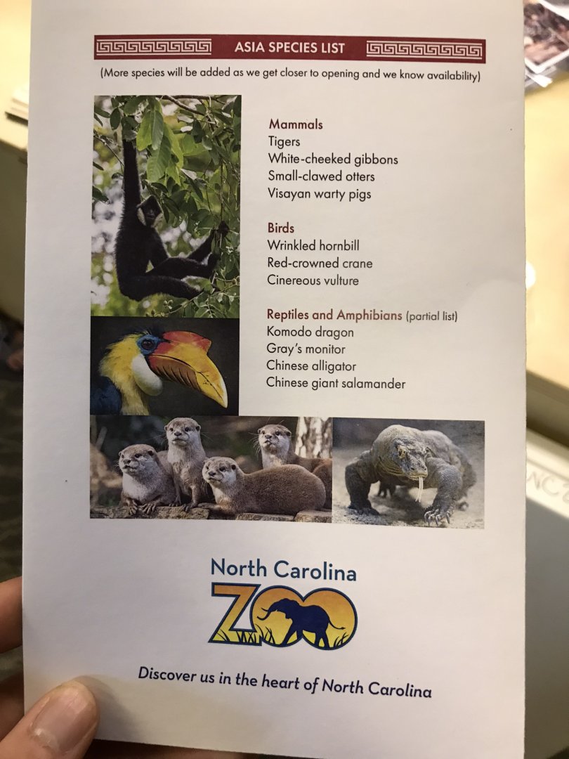 NC Zoo: Asia Groundbreaking Ceremony Partial Species List