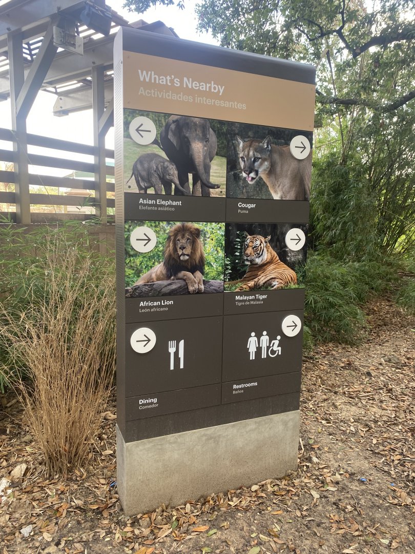 New Directional Sign- Elephants/Big Cats