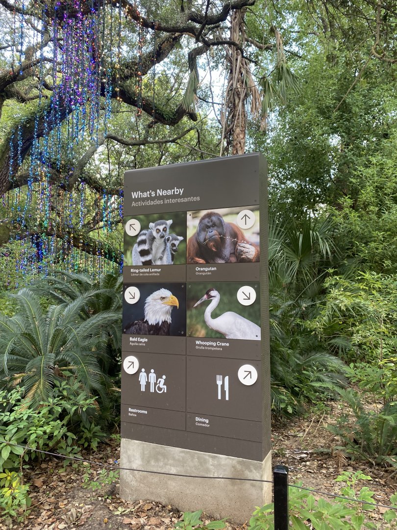 New Directional Sign- Wortham World of Primates/Texas Wetlands